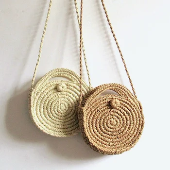

Fashion Women Shoulder Bag Circle Handwoven Round Retro Rattan Straw Beach Bag Crossbody Bolsas Femininas