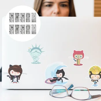 

10Pcs Nail Plates Various Black Halloween Stamp Plates Nail Plates Nail Stencils for Girls