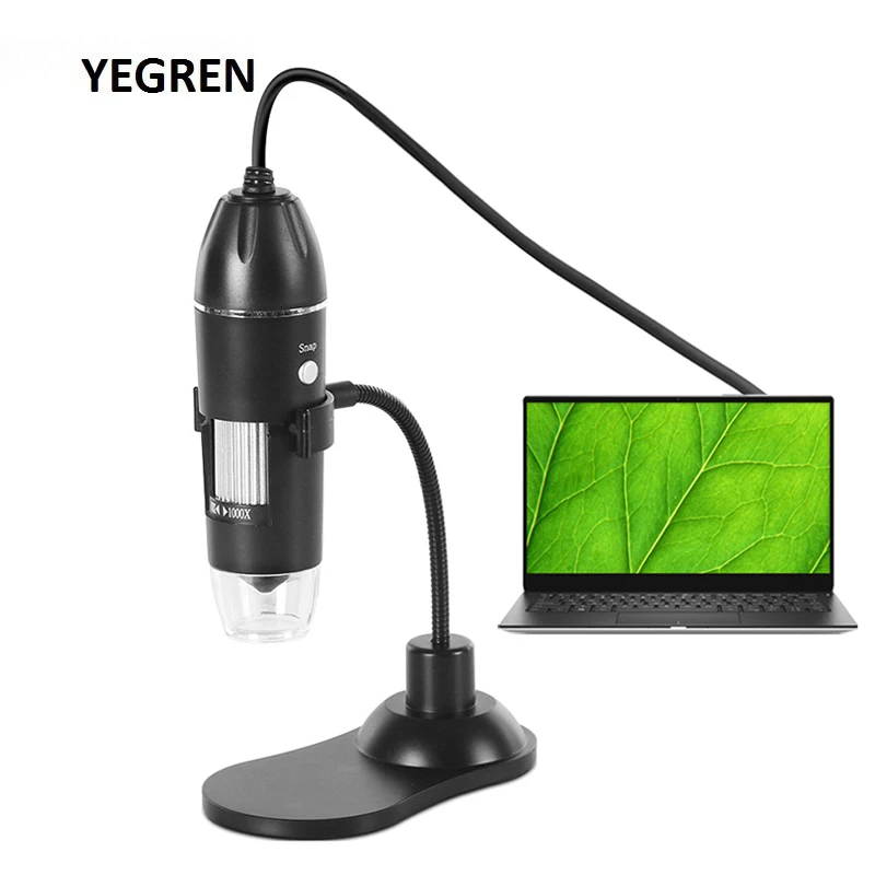 

Portable USB Digital Microscope 50-100X Zoom Camera 8 LED Electronic Magnifier w/ Snake Tube Holder Contect PC f/ PCB Inspection