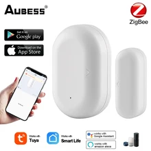 Tuya ZigBee Smart Window Door Sensor Gate Open/Closed Detector Home Security Alarm System Voice Control Work With Alexa Google