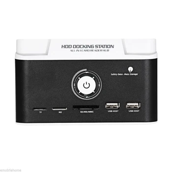 

HDD Docking Station 2.5 3.5 inch SATA Dual USB Clone Hard Drive Card Reader HUB, US PLUG
