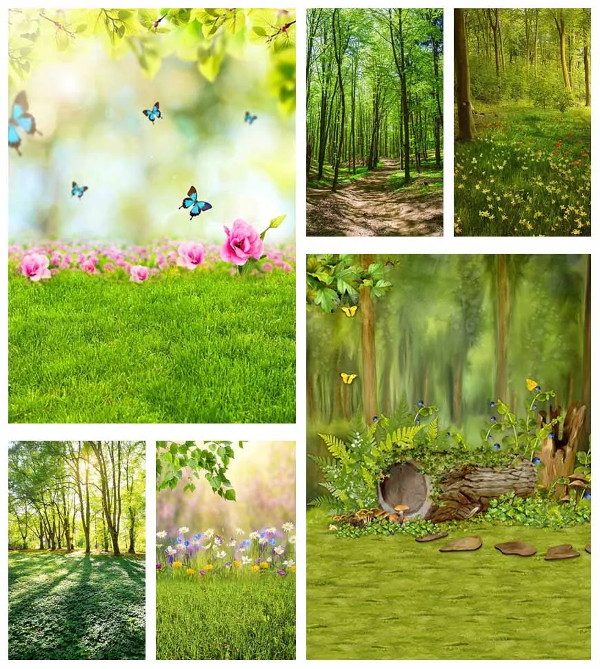 Mehofond-cenário de Fotografia Primavera Easter Grass Fairy Forest Baby Doll Retrato Bolo Photo Background Photo Studio Photophone