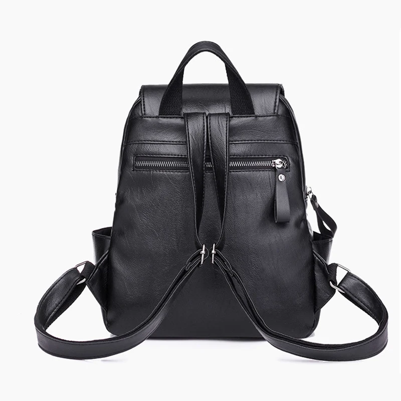 Черный мягкий женский рюкзак из искусственной кожи высокого качества, молодежный рюкзак для девочек-подростков, повседневный женский рюкзак