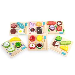 Planche à découper les fruits et légumes, jouets de cuisine en bois, jouet de la vie réelle, 6 modèles de jouets éducatifs pour bébés 