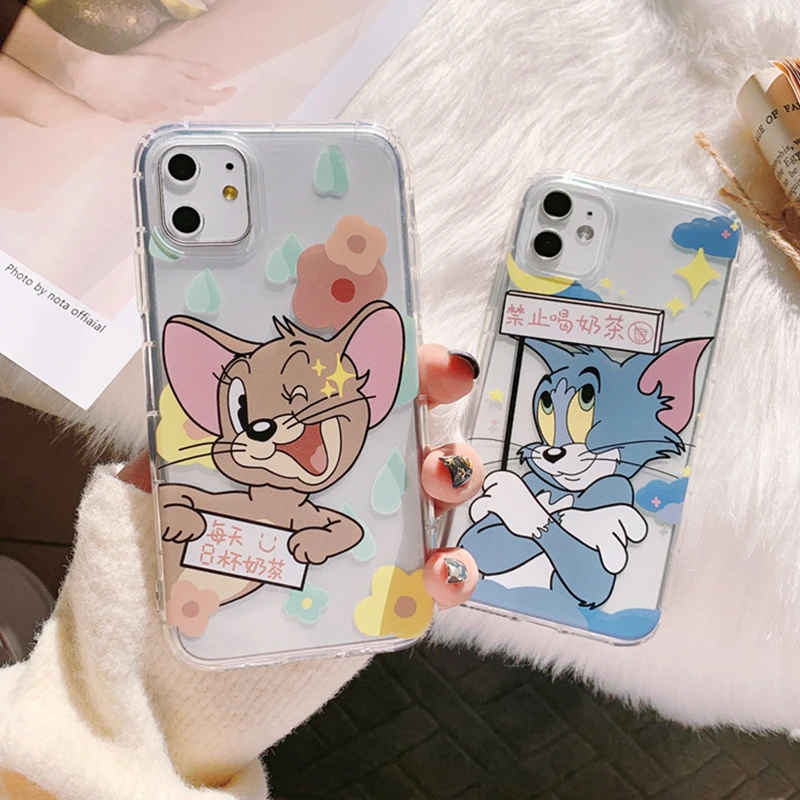 Funny Cartoon Cat Jerry Clear Soft Phone Case For iPhone 11 Pro Max Anti-fall TPU Cover X XR XS 8 7 6 6S Plus |