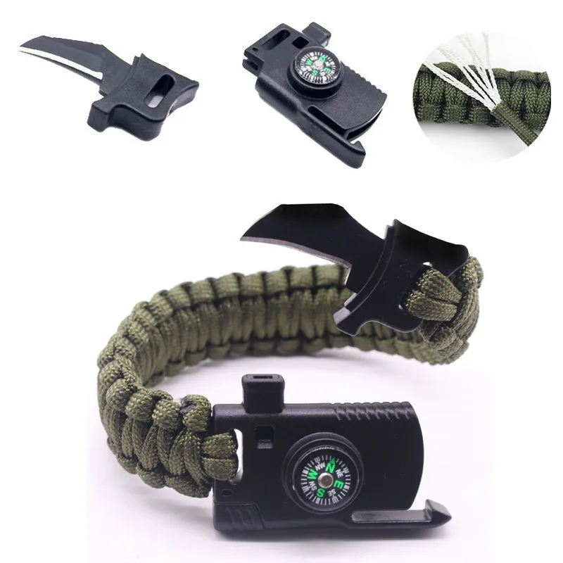 

Braided Bracelet Men Multi-function Paracord Survival Bracelet Outdoor Camping Rescue Emergency Rope Bracelets For Women
