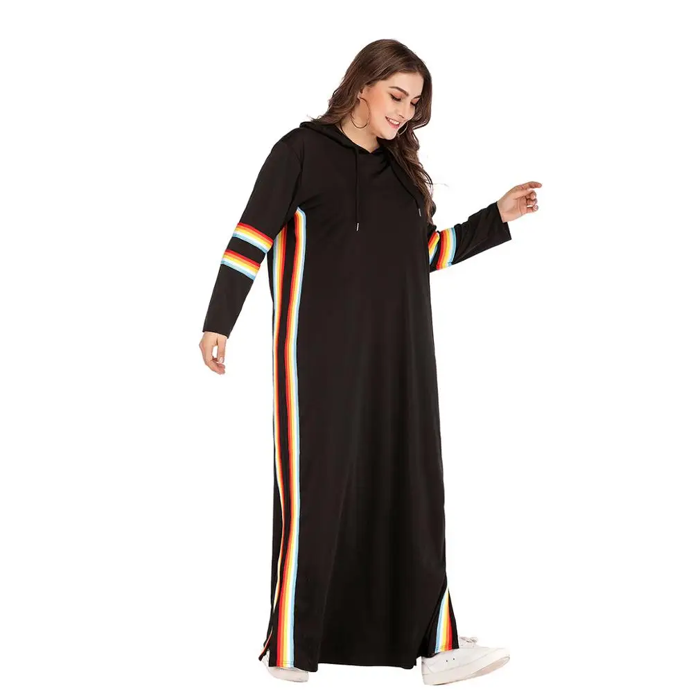 Осень зима размера плюс длинное платье для женщин большие свободные повседневные платья в полоску с длинным рукавом черные 4XL 5XL 6XL 7XL