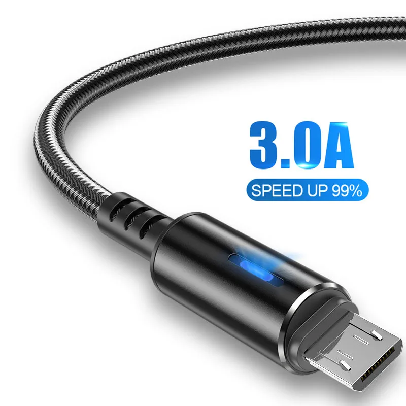 3a Led Micro Usb Cable Quick Charge 3.0 Fast Charging Microusb Charger
