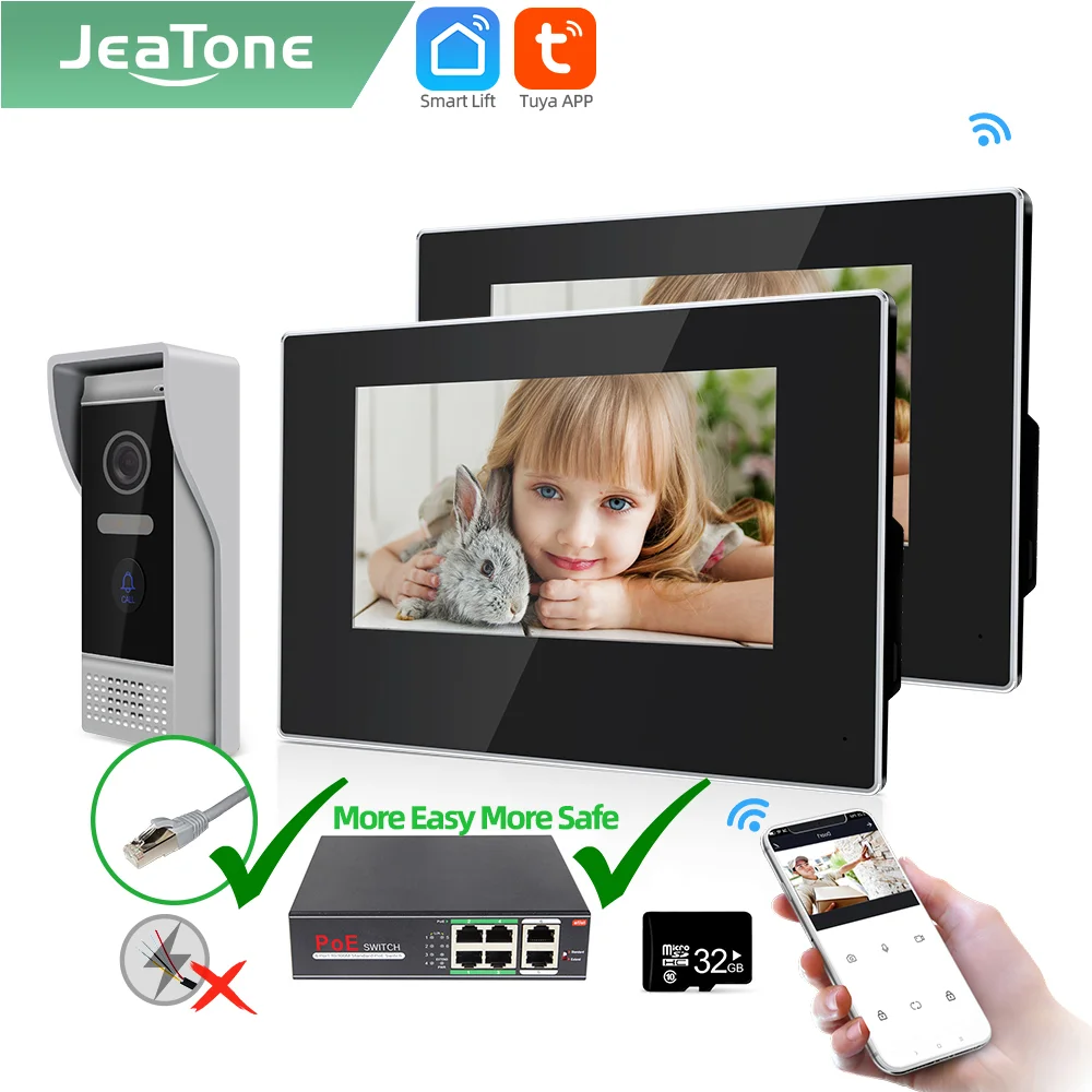 Видеодомофон Jeatone Tuya smart 7 дюймов Wi Fi камера ночного видения датчик движения 2