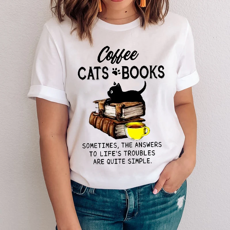 Женские Графический Забавный Kawaii Cat кофе лапы животного 90s мультфильм леди одежда