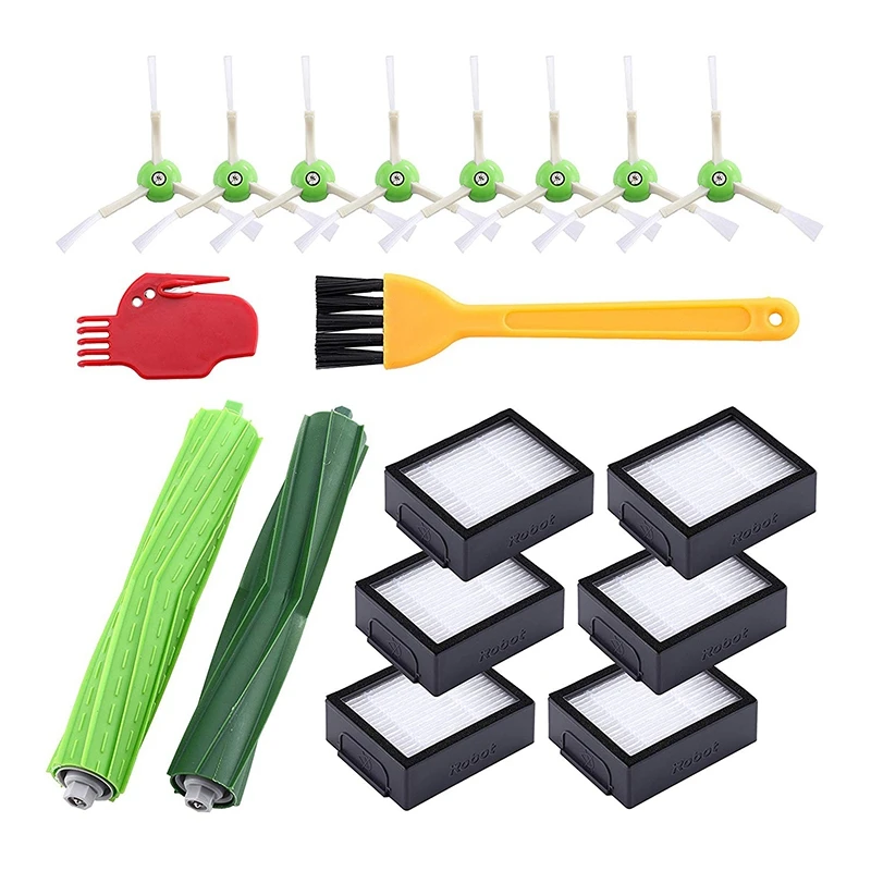 

Replacement Parts for IRobot Roomba I7 I7+/Plus E5 E6 Replenishment Kit (6 Filters, 8 Brushes, 1 Set of Multi-Surface Rubber Bru