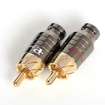 

Hifi 4pcs Gold Plated Copper Paliccs RCA Plug Adapter Connector Fit 5MM Diameter RCA Cable Plug