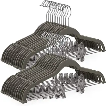 

Velvet Skirt Hangers - Pack of 1 - Velvet Hangers with Clips Ultra Thin Non Slip Velvet Pants Hangers Space Saving Clothes Hange