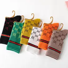 Осенние и зимние новые носки, японский тренд, женские носки без пятки с буквами, полосатые хлопковые женские короткие носки, брендовые носки