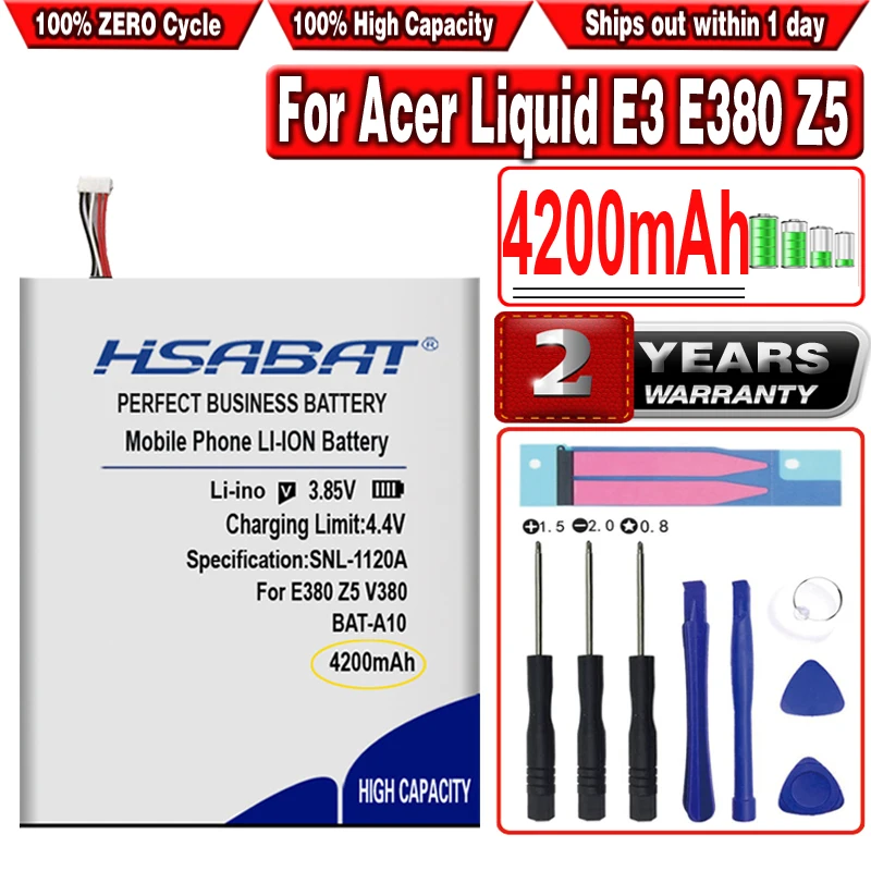 HSABAT 4200 мАч BAT-A10 аккумулятор высокой емкости для Acer Liquid E3 Z5 V380 E380 Z150 | Мобильные