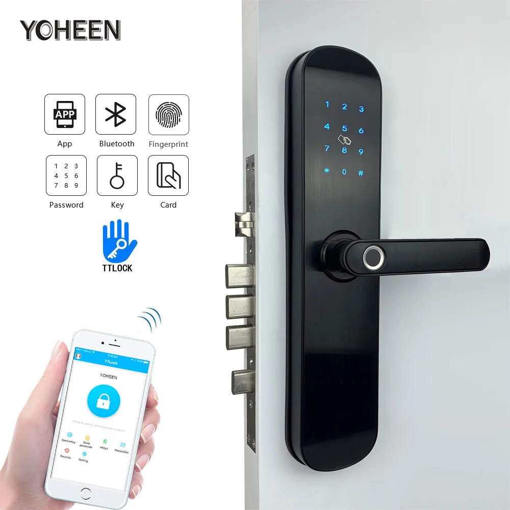 Serrure de Porte électronique WiFi Serrure de Porte numérique Serrure à Code Serrure Intelligente Carte IC poignée réversible pour Bureau à Domicile avec Support de clé mécanique Tuya APP Serrure de Porte électronique WiFi Serrure de Porte numérique Serrure à Code Serrure Intelligente Carte IC poignée réversible pour Bureau à Domicile avec Support de clé mécanique Tuya APP