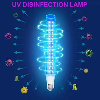 

E27 UVC Ultraviolet UV Light Tube Bulb Germicidal Bulbs 98 LED Disinfection Lamp Sterilization Mites Lights 110V-220V 50Hz