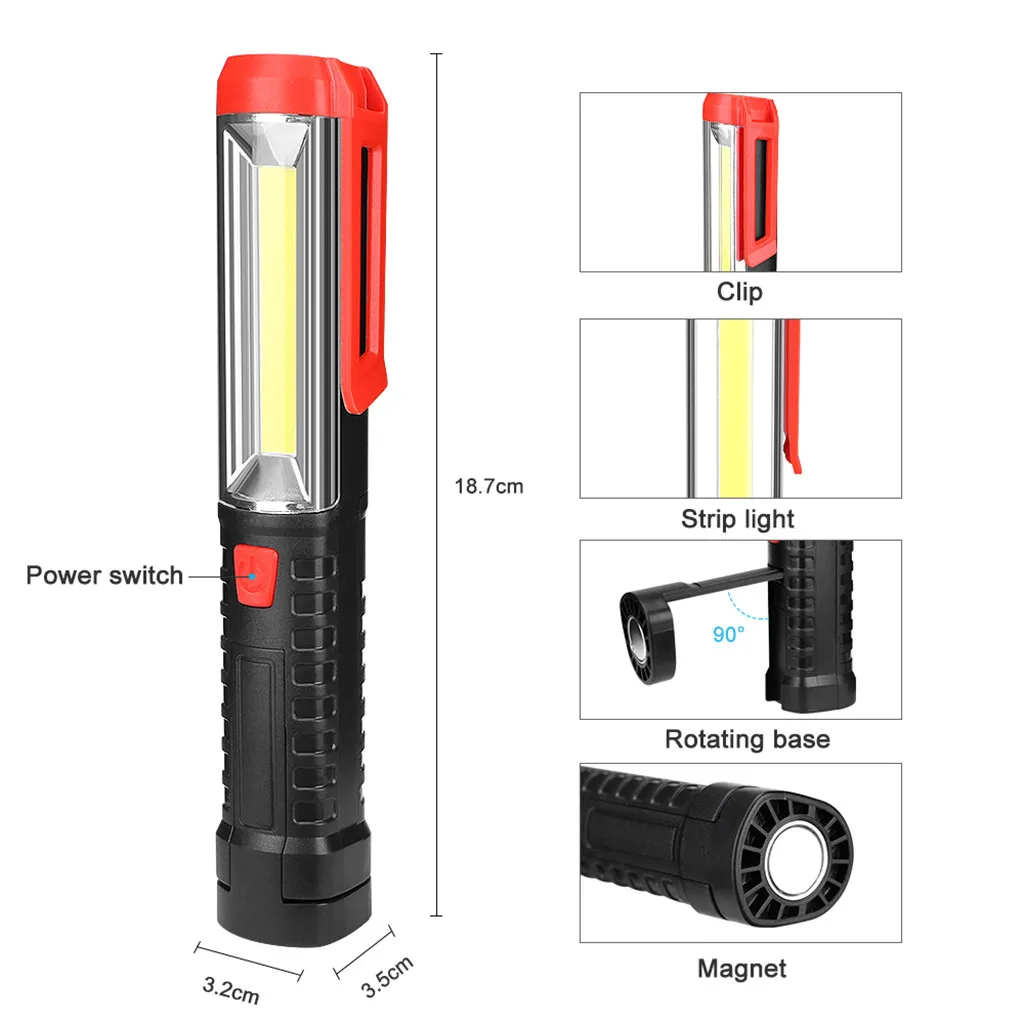 COB светодиодный светильник для кемпинга, лампа для осмотра, Магнитный ручной фонарь, наружная беспроводная работа с лампой аварийного света