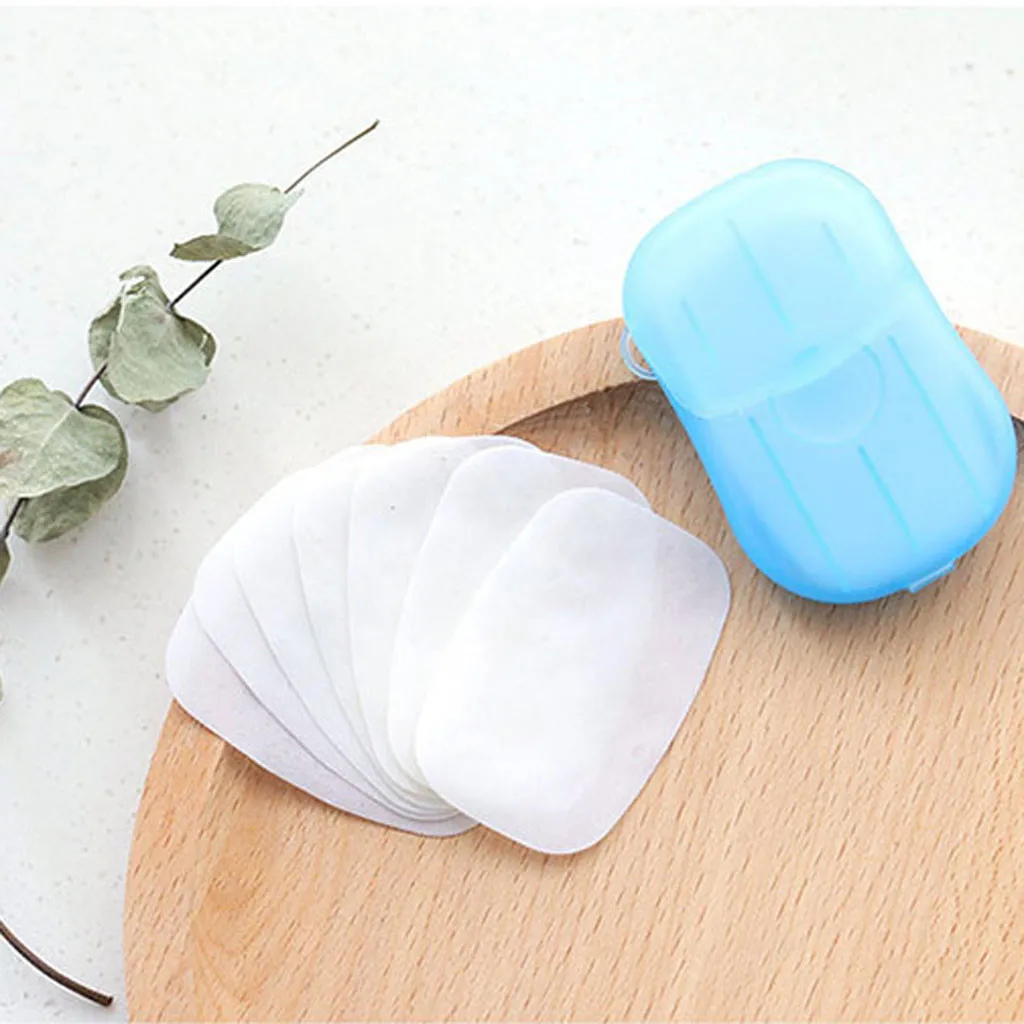 Mini tableta de papel de jabón portátil para viajes al aire libre, 4 cajas, para lavar manos y baño, láminas perfumadas, jabón de higiene desechable