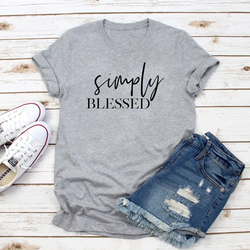 

Просто футболка с надписью Blessed Повседневная благословная мама религия христианская футболка унисекс женщины Иисус благословение Библия слоган футболки Топы Прямая поставка