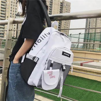 

Junior High School Bags Backpack Girls Boys Teenage Personality Street Large Bag School Women Bookbags Student Bagpack Campus