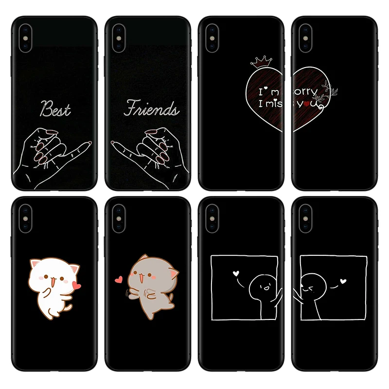 

GYKZ Cute Best Friends Forever Couple Case Cover For iPhone 6 6s X XS MAX X XR 7 8 Plus Soft Silicone Phone Coque For Samsung S8
