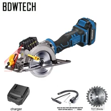 Bdwtech bt526 mini portátil 20 v elétrica sem fio serra circular com função lase e lâmina de serra de madeira retorno livre