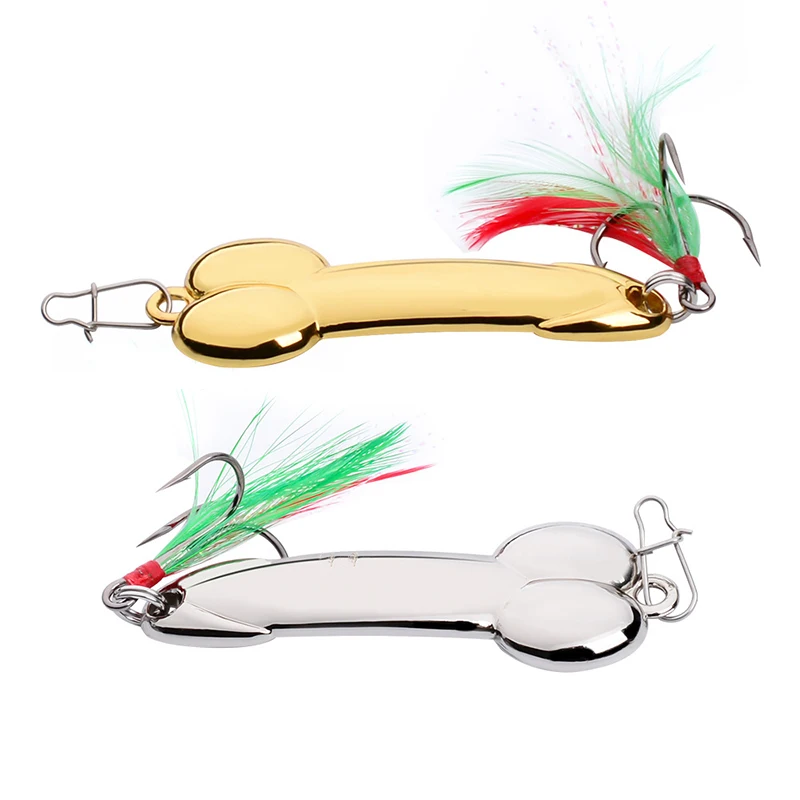

Funny Fun Prank Fishing Metal Lure Bait 10g Silver Gold Metal Fish Spinner