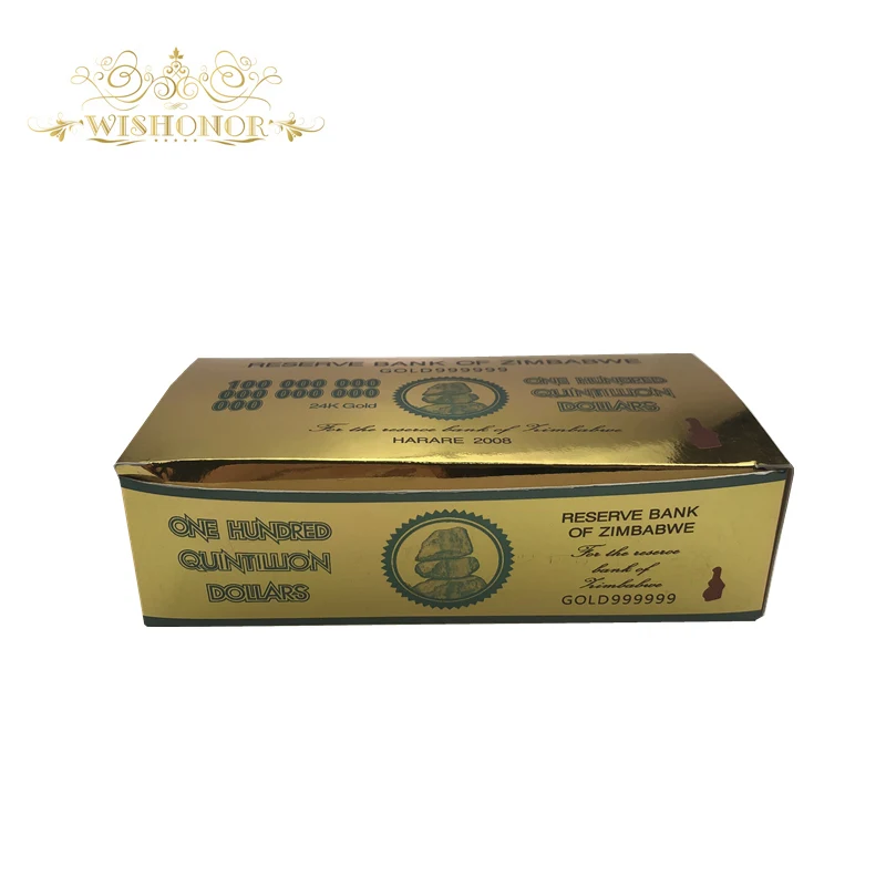 COA PACK WR 2008 Zimbabwe 100 Trillion Dollars Banknote 24K GOLD Bank Note Gift