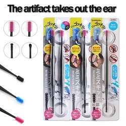 3 Colors 2 Styles Double Head Silicone Ear Pick Ear Wax Curette Remover Ear Cleaner Double-ended Spiral Ear Clean Spoon Set Tool