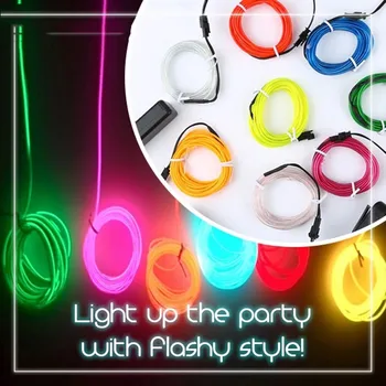 

Fashion safe light belt 1M Battery Operated Luminescent Neon LED Lights Glow EL Wire String Strip Rope Party decoration #92045