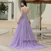 BEPEITHY Strapless A-Line Prom Dresses Sweep Train For Women Custom Made Purple Long Evening Gown Party Open Back Plus Size Girl ► Photo 2/6