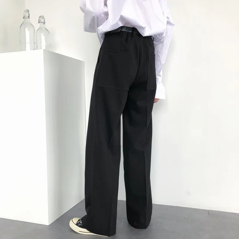 IEFB Autumn New Wide-leg Mop Pants For Men Korean Streetwear Fashion Loose Straight High Rise Pants Casual Trousers 9Y3527 casual pants