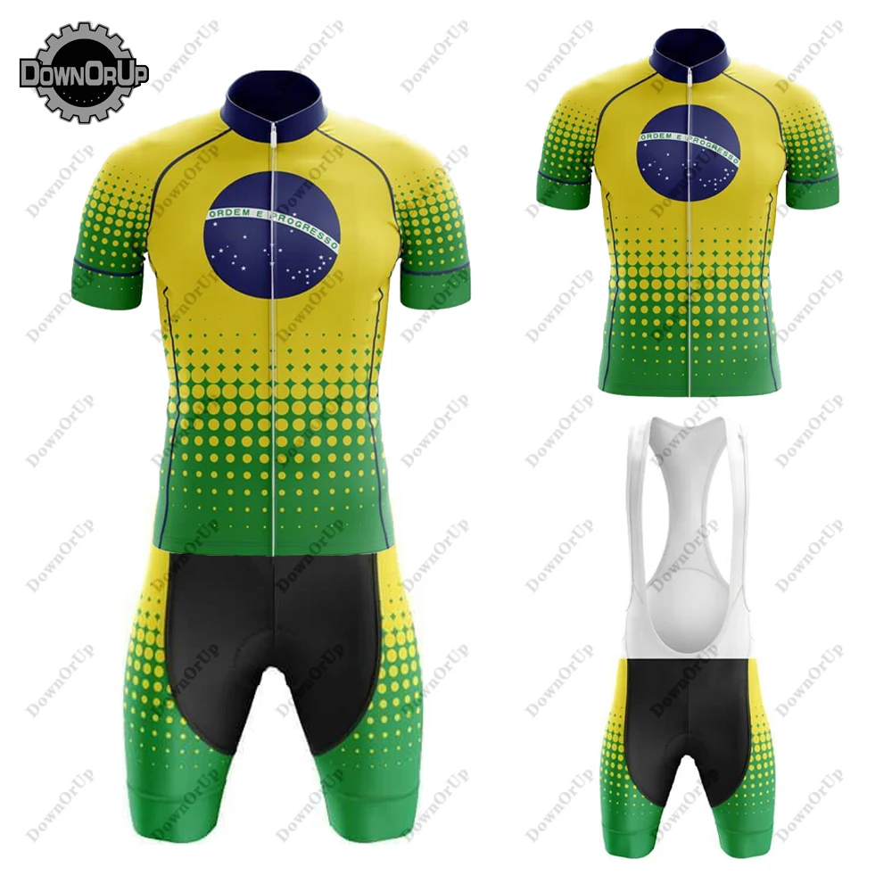Brasil conjunto de camisa de ciclismo biking bib shorts 9d gel respirável almofada maillot ciclismo hombre traje bicicleta de montaña Brasil conjunto de camisa de ciclismo biking bib shorts 9d gel respirável almofada maillot ciclismo hombre traje bicicleta de montaña