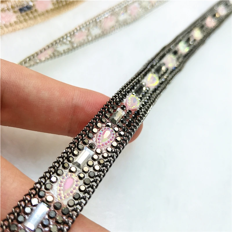 1Cm Clear Crystal Pearl Tape Ribbon Hot Fix Glue Rhinestone Stone Diy  Motify For Wedding Dress Furniture Trimming Decor Banding - AliExpress