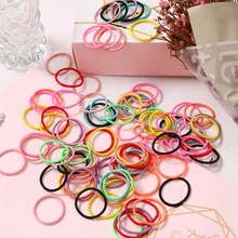 VKME корейские Детские аксессуары для волос для девочек 100 шт/3 см нейлоновая цветная эластичная веревка аксессуары для волос DIY многоцветная Веревка Ювелирные изделия