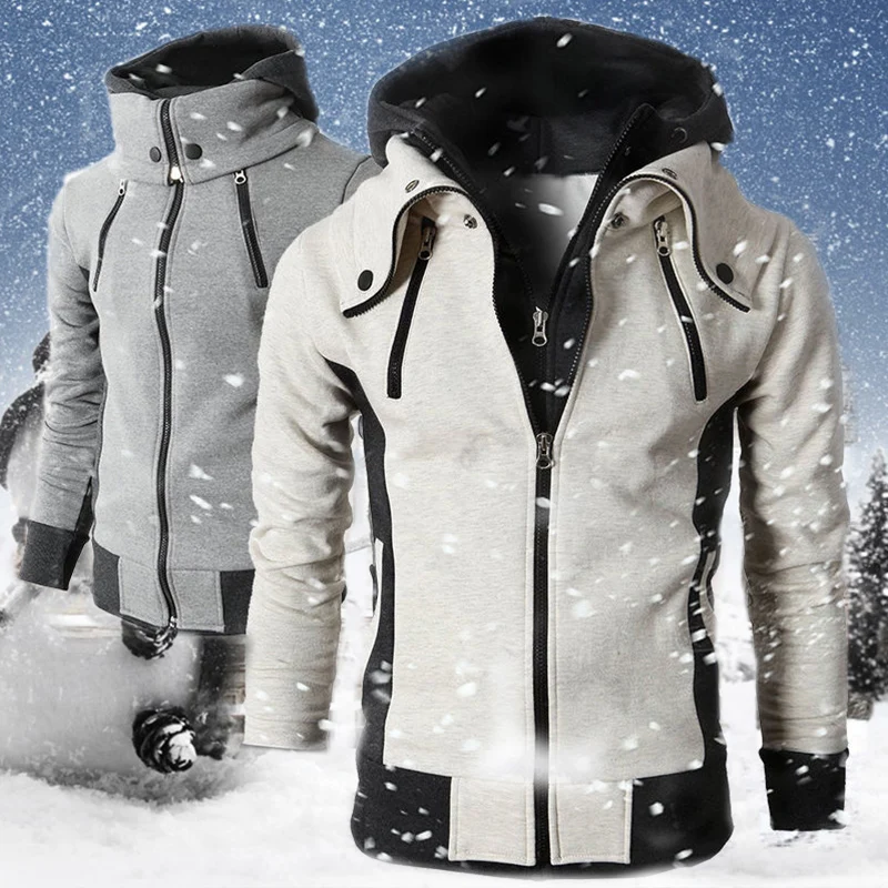 Autumn Winter Men's Zipper Jackets Casual Fleece Coats Bomber Jacket