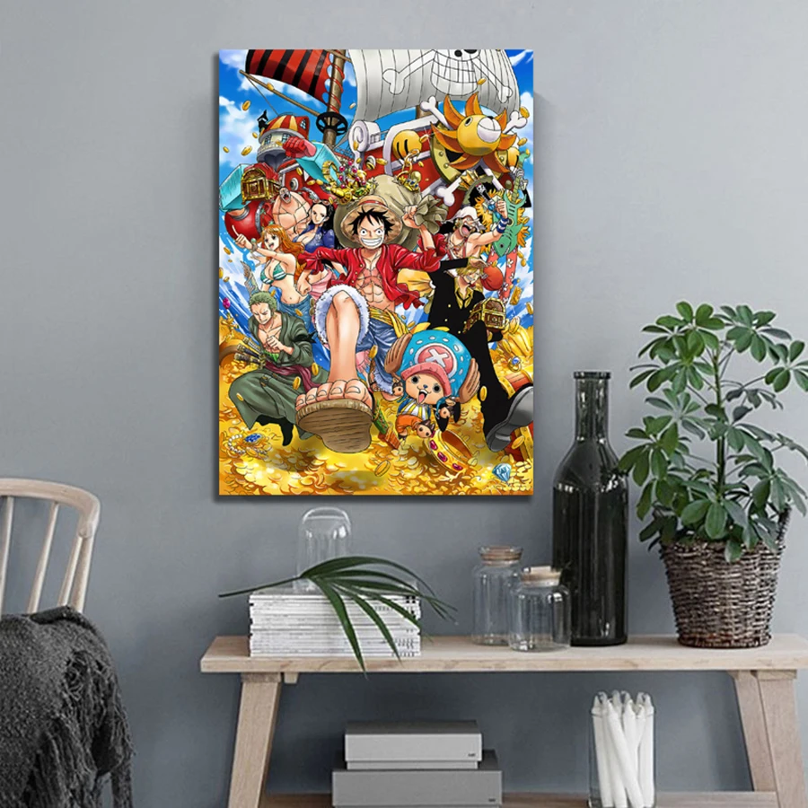 Wall Art Модульная картина HD печатает соломенная шляпа Луффи Пираты Карибского моря