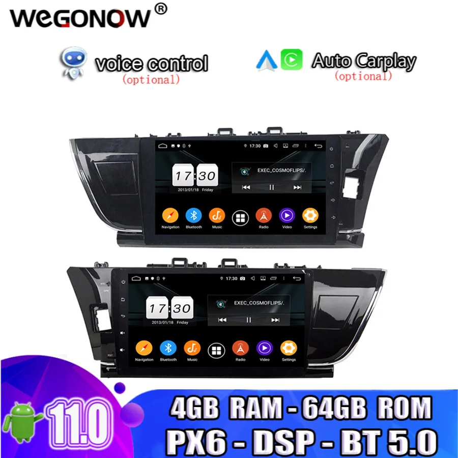 Автомобильный DVD-плеер DSP PX6 Android 11 0 8 Гб 128 Wifi 4G Bluetooth 5 RDS радио GPS карта для Toyota COROLLA