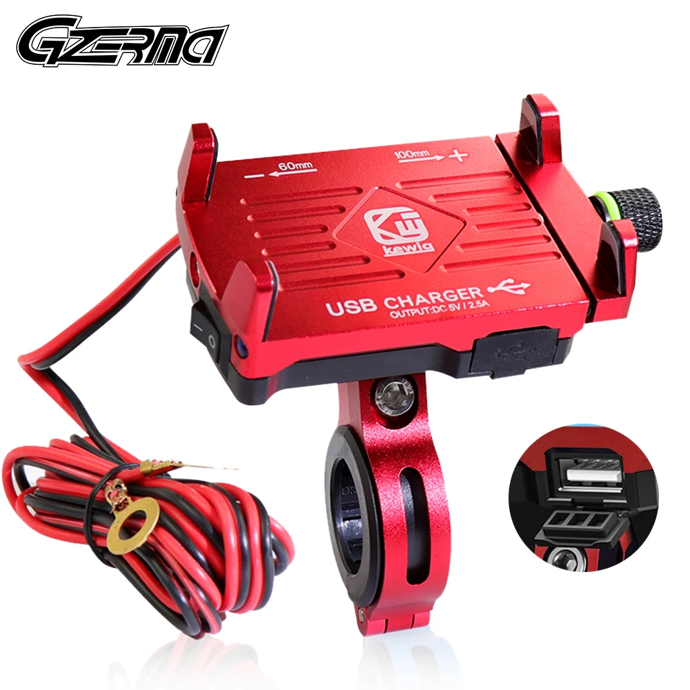 Motorcycle Mobile Phone Holder With USB Charger For Motorbike Handlebar GPS Stand Bracket 6.5'' Cell Phone Mount Support Holder