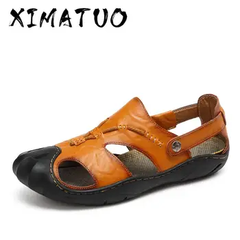 

New Men Shoes Genuine Leather Men Sandals Summer Men Causal Shoes Beach Sandals Man Fashion Outdoor Casual Sneakers