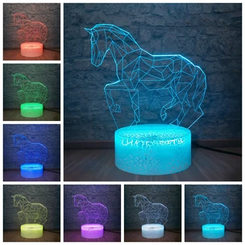 

7 Colors Changing Animal LED Night light Horse 3D Desk Table Lamp USB Switch Touch Remote Luminaria Baby Sleeping Star Lighting