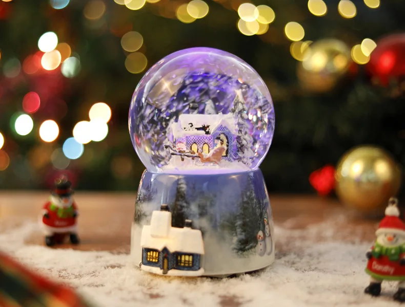 Free shipping Snow crystal ball crystal ball Christmas music box crystal ball music box snow Christmas music box