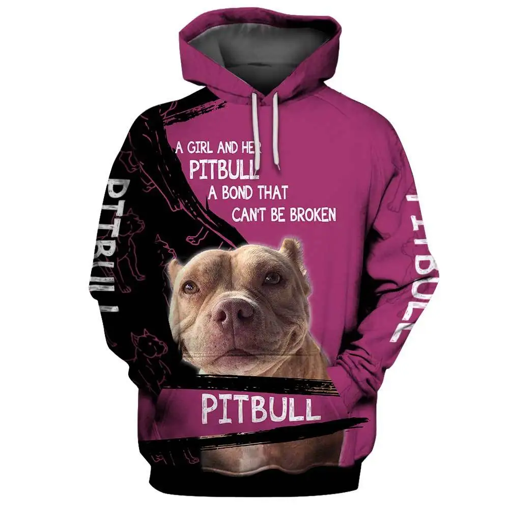 

A girl and her PITBULL Dog 3D All Over Printed Unisex Deluxe Hoodie Casual Sweatshirt Zip Jacket sudadera hombre DW0358