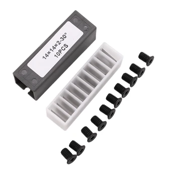 

10Pcs 14Mm Carbide Inserts Cutters Knives Replacement Square Straight 14Mm x 14 x 2Mm with Screws for Grizzly T21348 and Woodwor