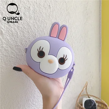 

Q UNCLE Purple Rabbit Earphone Bags Silicone Earphone Cables Keys Storage Pocket Cartoon Headset Cover Bags for Apple Airpods 2