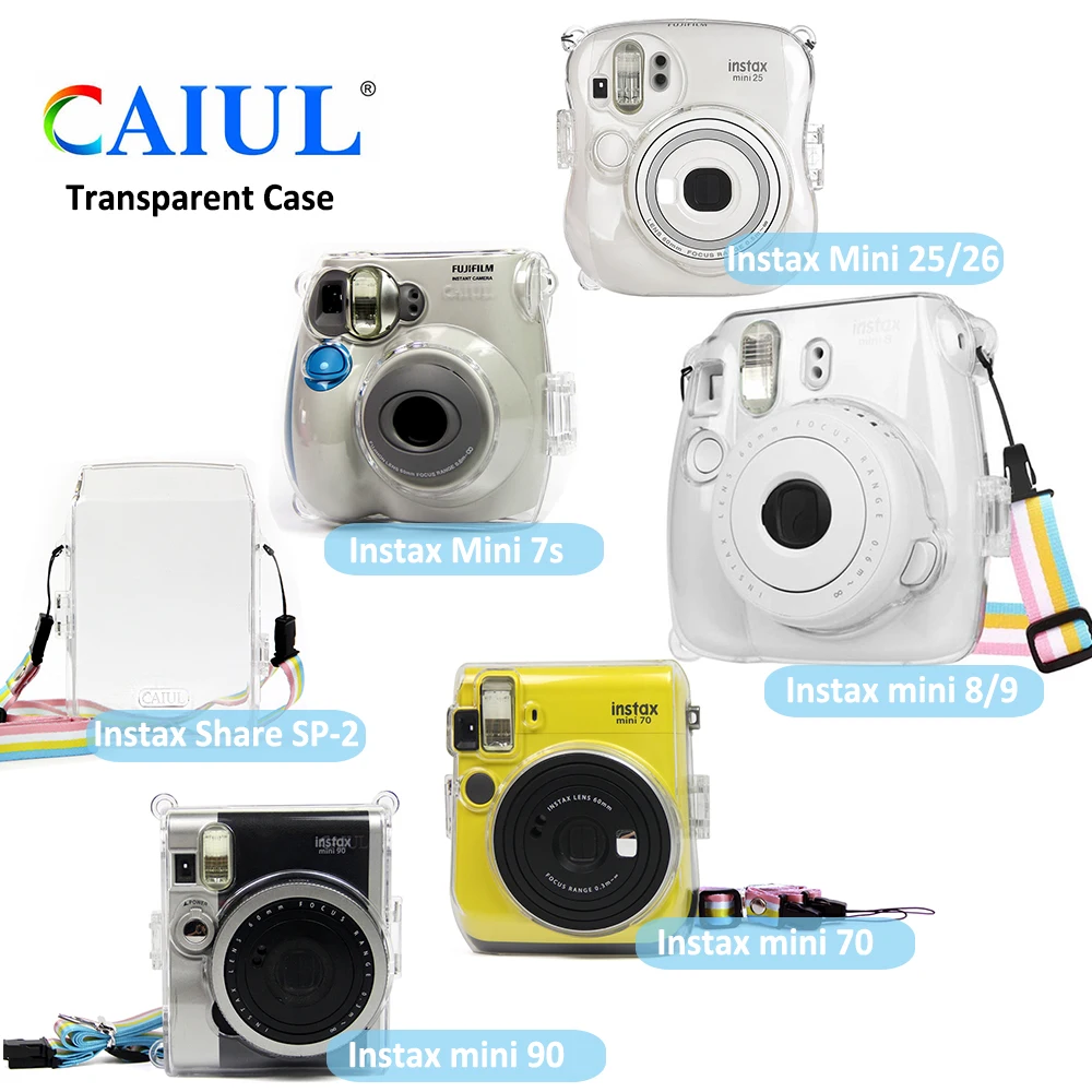 

Transparent Crystal Plastic Cover Protective Case Bag with Strap For Fujifilm Instax Mini Camera For Mini 8/9/7s/25/26/70/90/SP2
