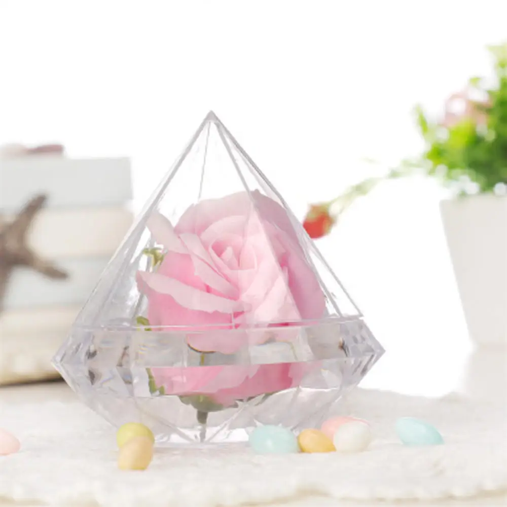 1 шт. прозрачная коробка для конфет в форме бриллианта, прозрачная пластиковая коробка-контейнер для свадебной вечеринки, домашний декор, сувениры для детского душа, размер S/L