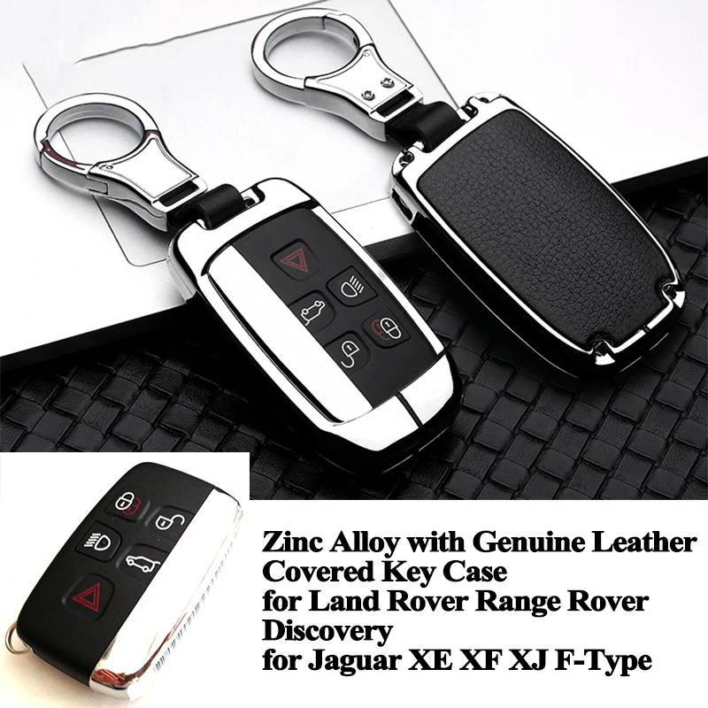 

1pc Top Zinc Alloy Leather Car Key Case Cover Shell Accessories for Land Rover Discovery Range Rover Freelander Jaguar XE XF XJ