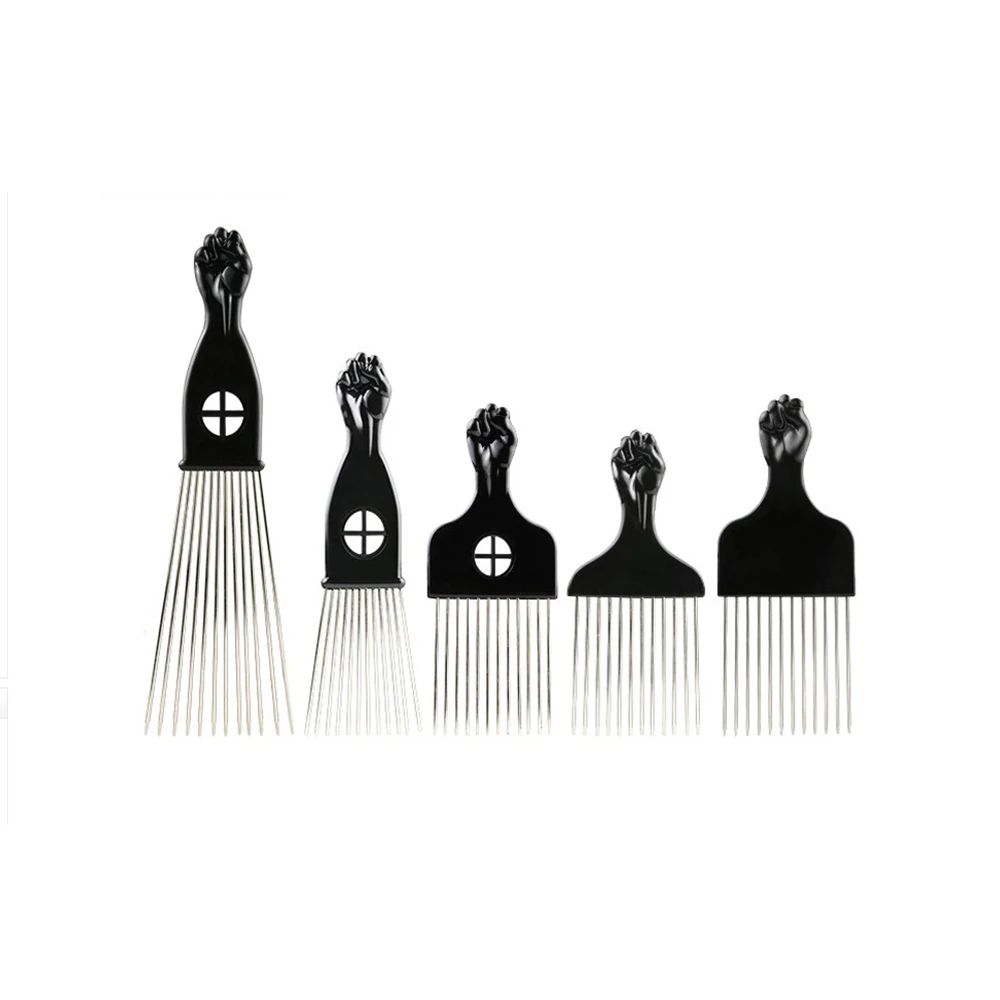 Afro Pick Comb Metal Wide Teeth Hair Styling Tool Women Men Wig Braid Curly Anti-static Brush Detangling | Красота и здоровье